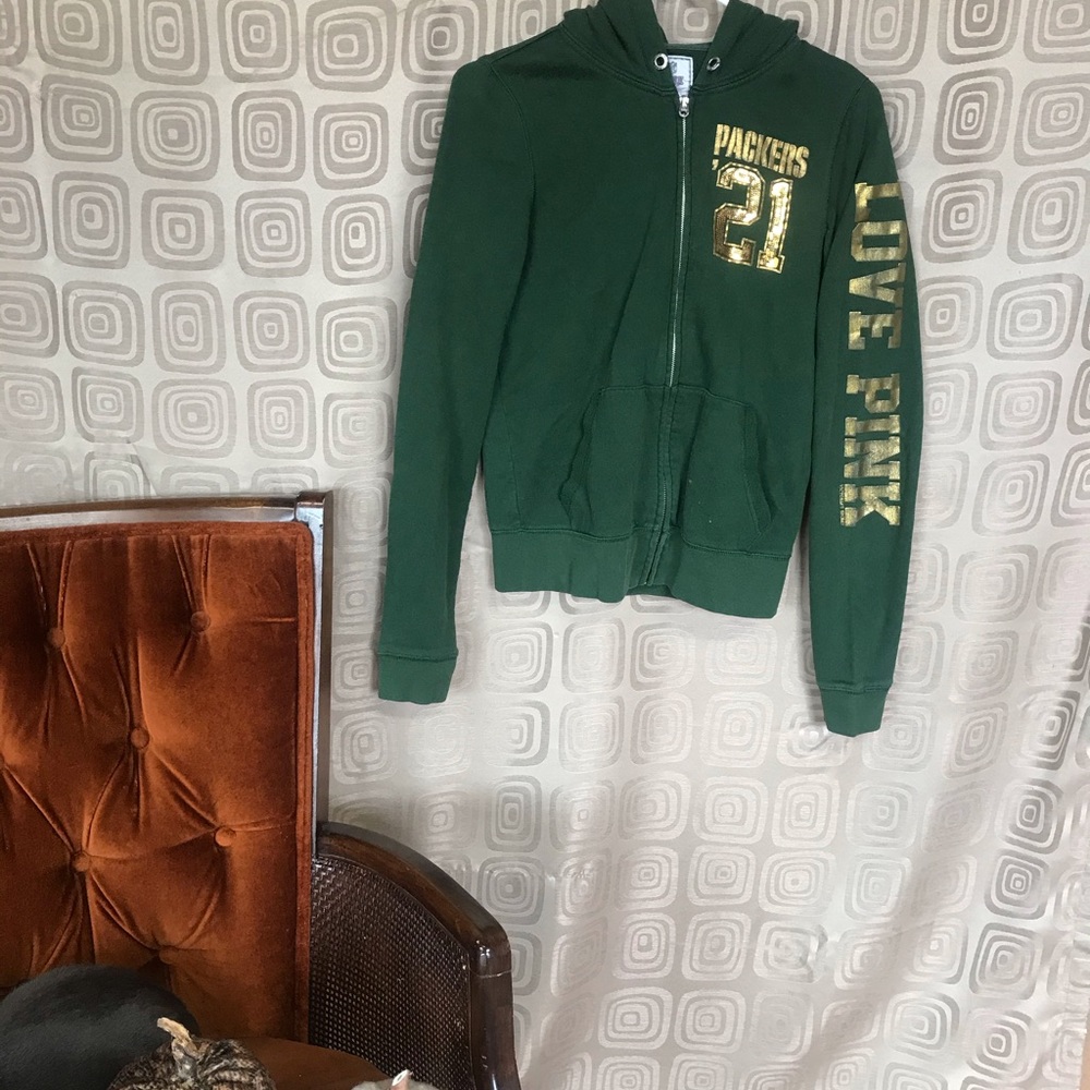 Victoria secret pink Greenbay Packers zip up hoodie